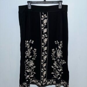 SilkLand Black Embellished Pencil Midi Skirt